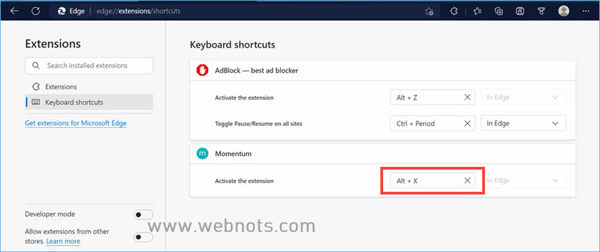 为另一个分机分配快捷方式