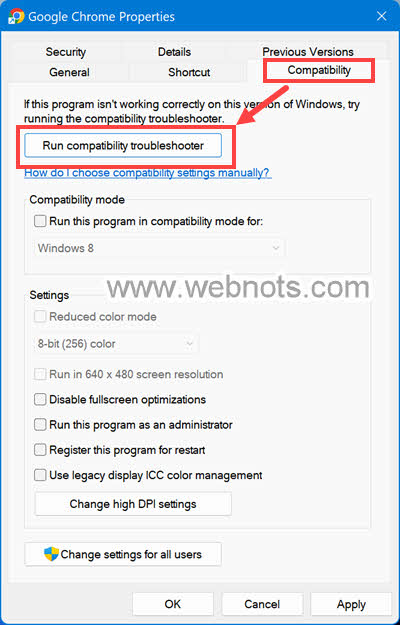Windows 中的 Google Chrome 属性