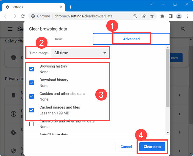 选择并删除 Chrome 历史记录