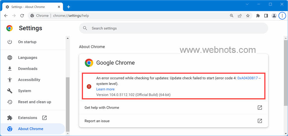 Chrome 更新错误