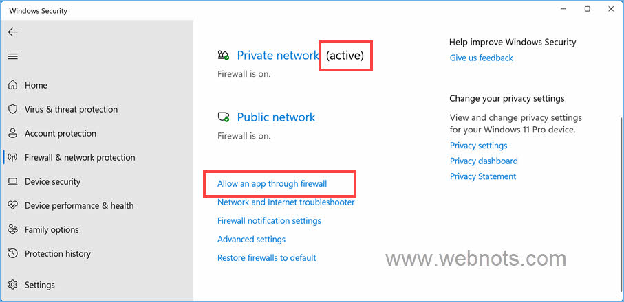 在 Windows 安全中允许应用程序通过防火墙