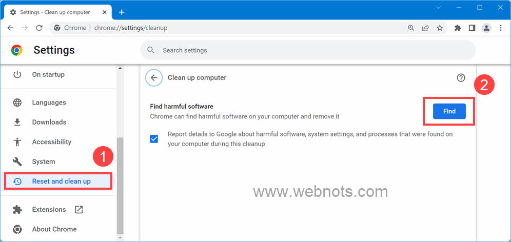 使用 Chrome 查找 Windows 中的有害软件