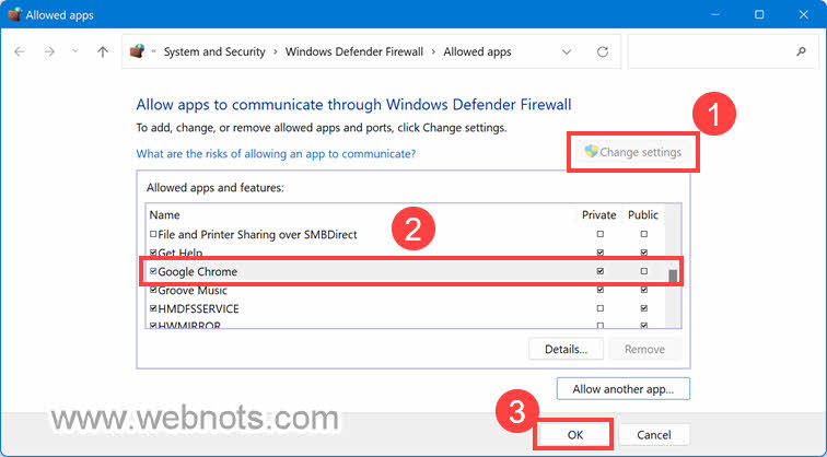 允许 Chrome 通过 Windows Defender 防火墙