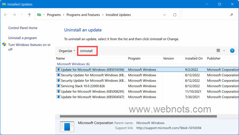 卸载最新的 Windows 更新