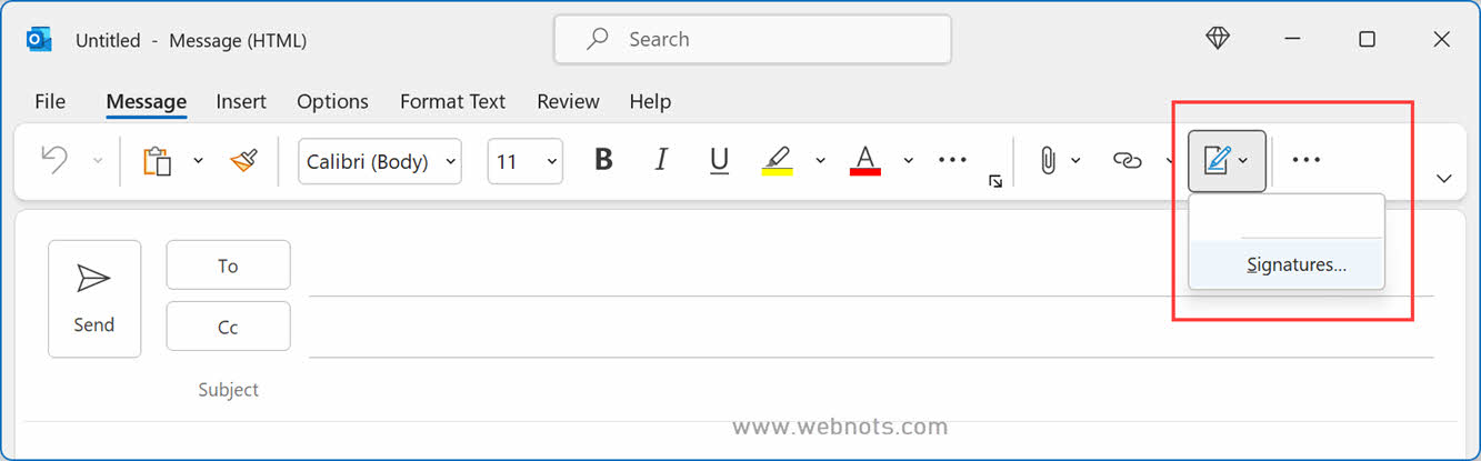 在 Outlook Windows App 中创建新签名