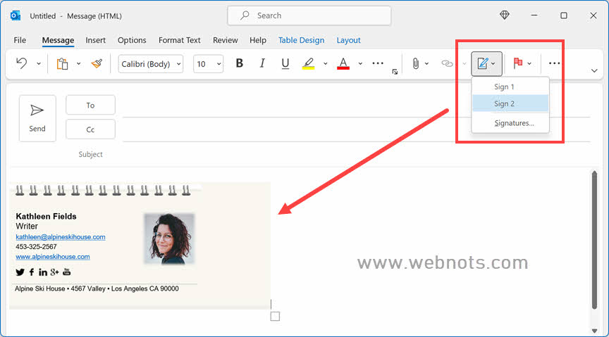 在 Outlook Windows App 中手动插入签名