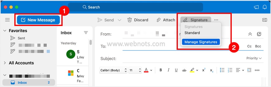 在 Outlook Mac App 中管理签名