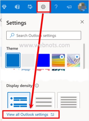转到联机中的 Outlook 设置