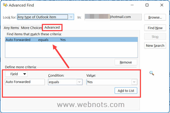 在 Outlook 中创建自定义高级搜索查询
