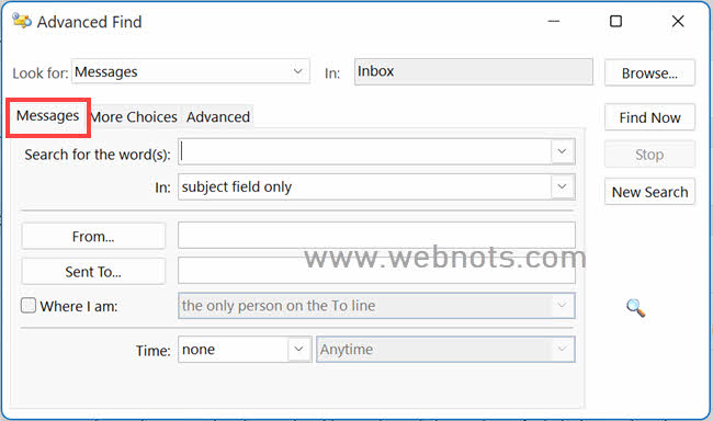 在 Outlook 的“邮件”选项卡下设置高级查找过滤器