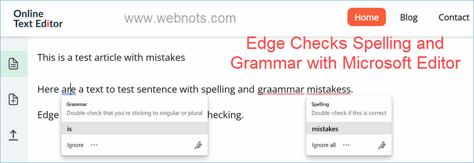 Edge 使用编辑器检查拼写和语法