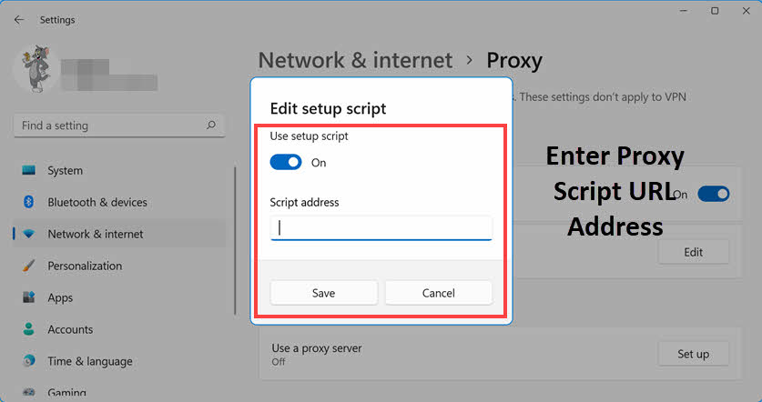 为自动配置添加代理脚本 URL