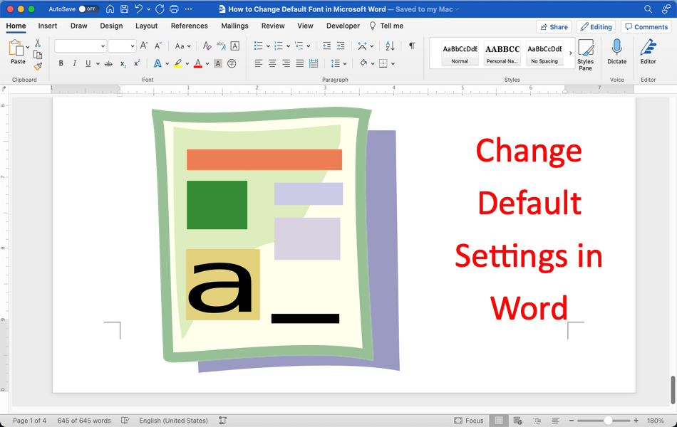 Change Default Settings in Word