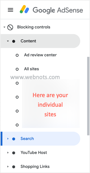 Google AdSense 屏蔽控制选项