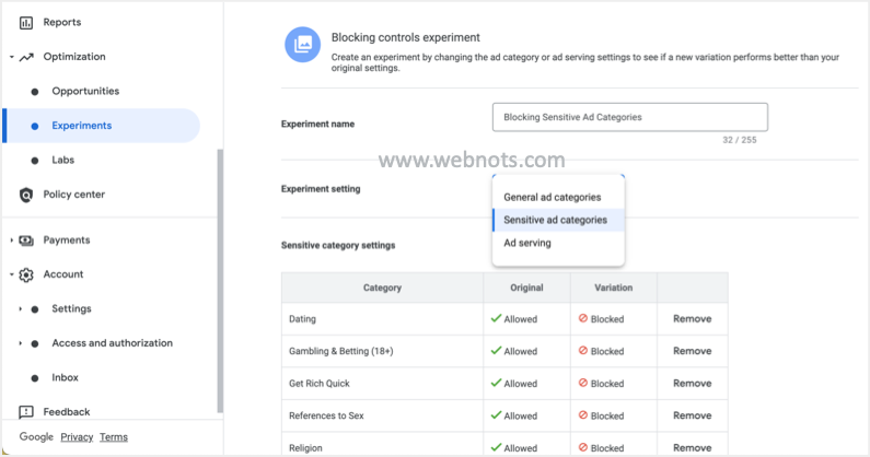在 AdSense 帐户中创建屏蔽控制实验