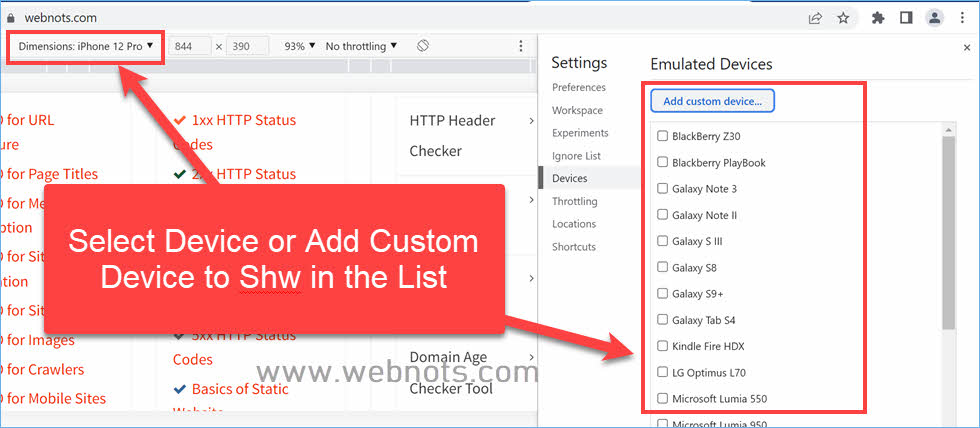 选择设备或添加自定义设备