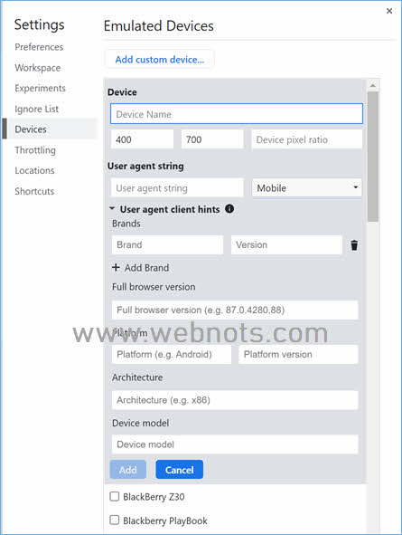 在 Chrome 开发者工具中添加自定义用户代理