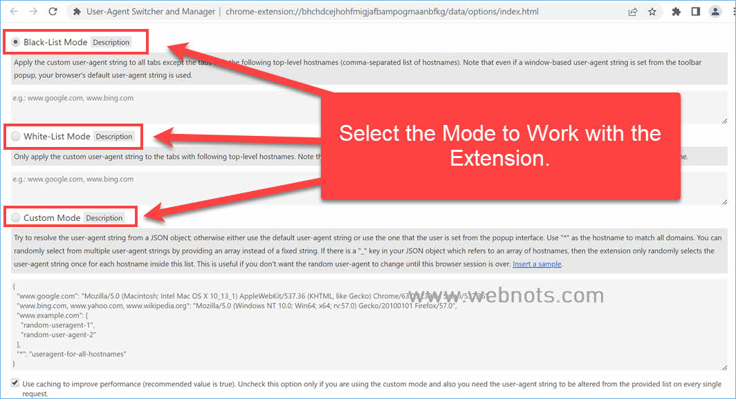 用户代理切换器扩展选项
