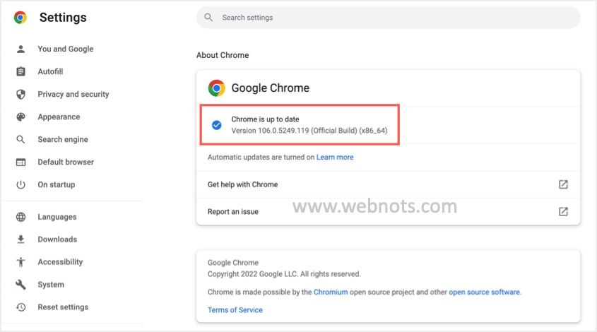 Chrome 更新到最新版本