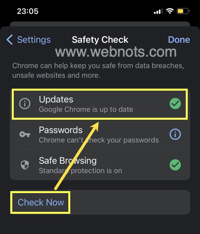 在 iOS 应用中通过安全检查检查 Chrome 更新