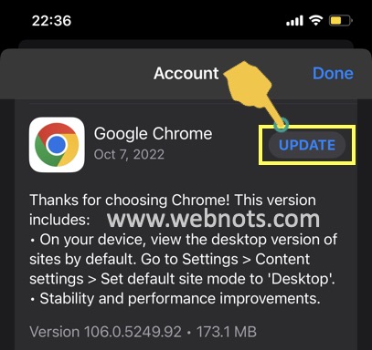 更新谷歌 Chrome iOS 应用