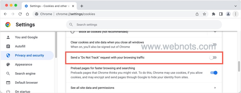在 Chrome 中发送请勿跟踪请求