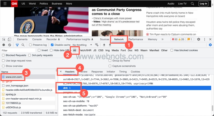 Chrome 在请求标头中发送 DNT
