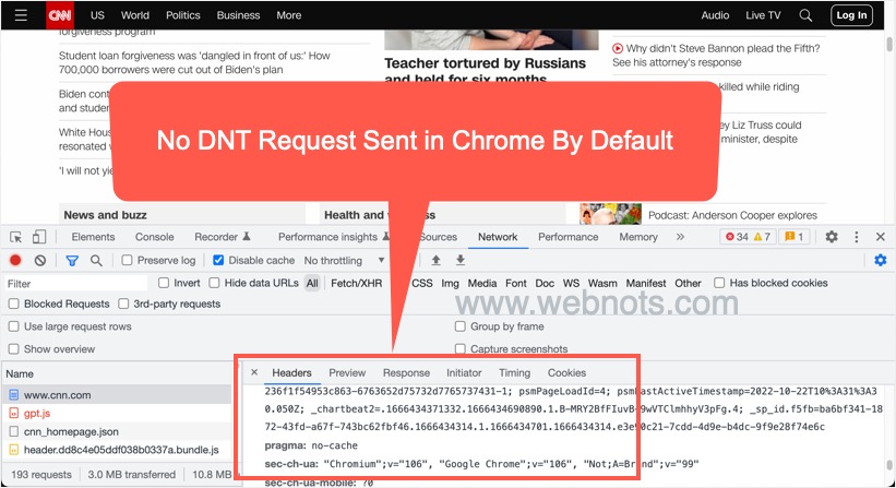 Chrome 默认不发送 DNT 请求