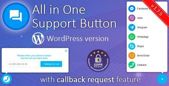 All in One Support Button Callback Request. WhatsApp Messenger Telegram LiveChat and more
