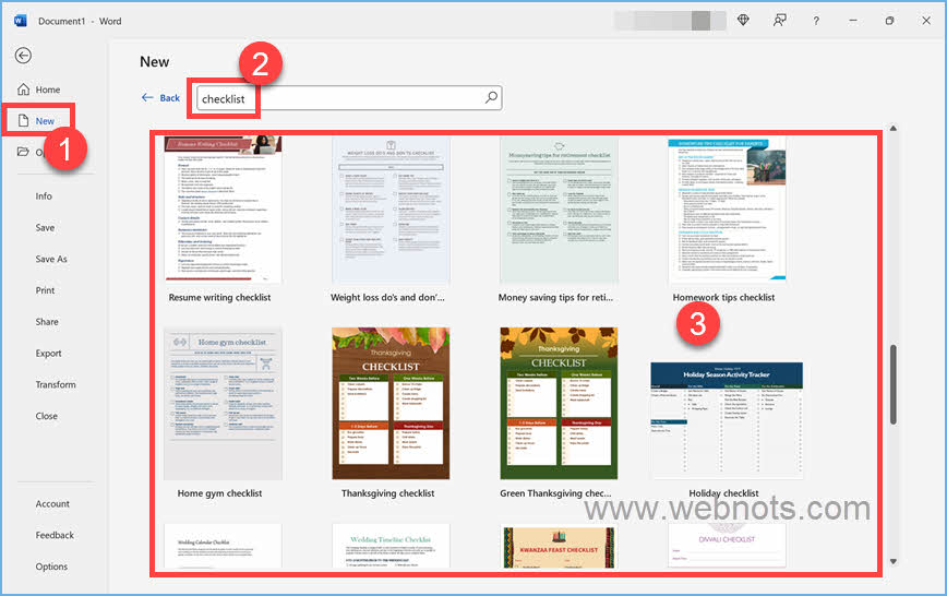 在 Word for Windows 中查找清单模板