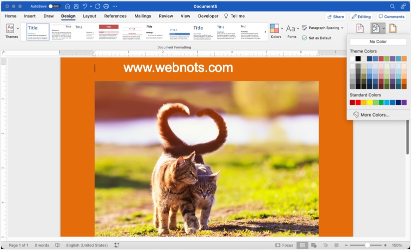 在 Word 中应用背景颜色