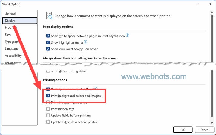 在 Word Windows 中启用带背景打印