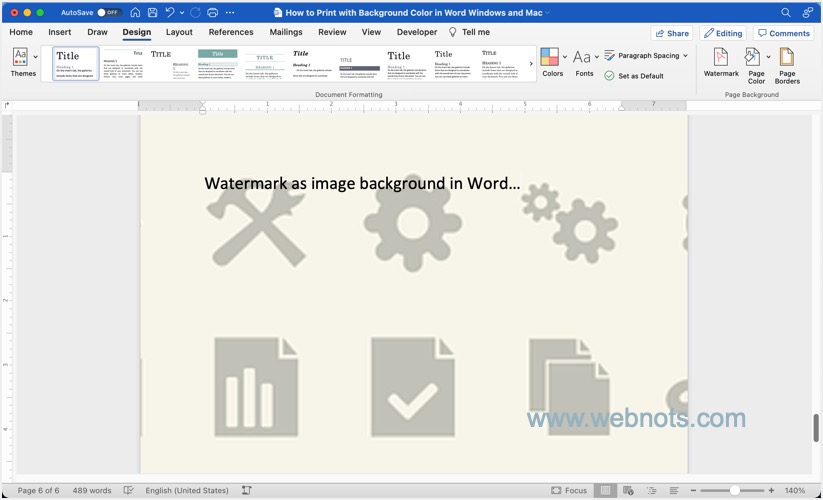 在Word中将水印设置为背景图像
