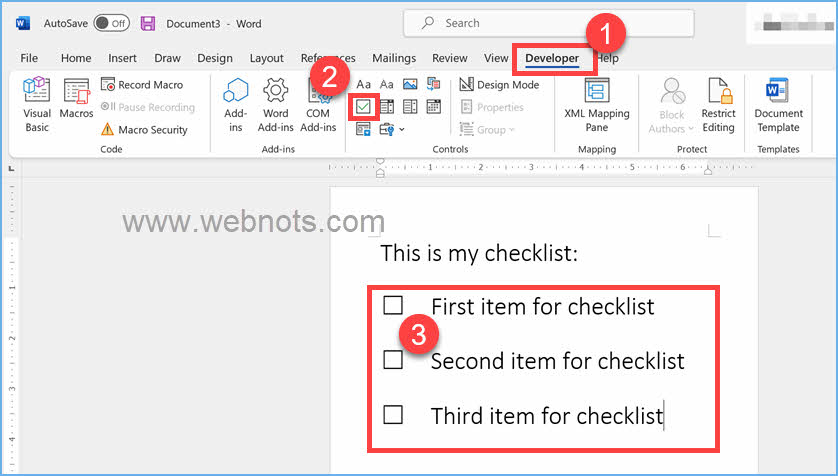 Word Windows 版本中的清单