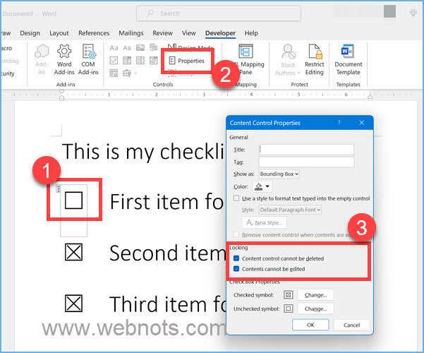 保护列表中的复选框
