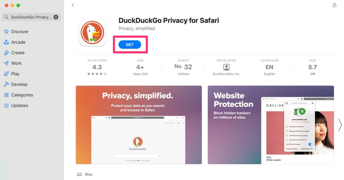App Store 上 DuckDuckGo Privacy Essentials 的截图 
