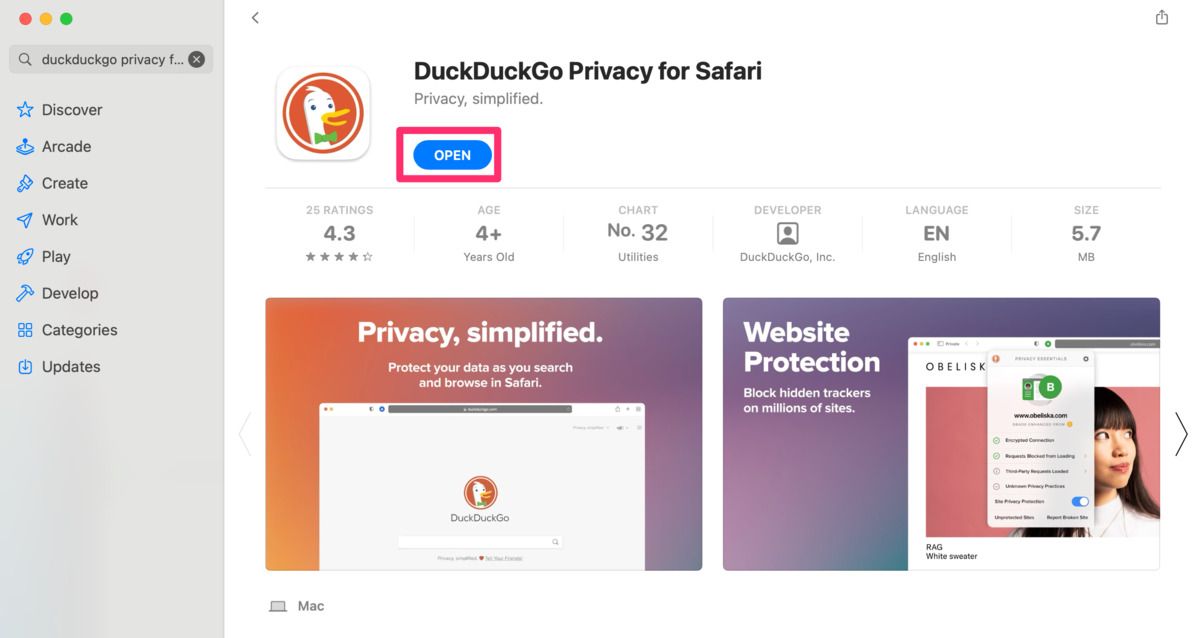 DuckDuckGo Privacy Essentials 安装完成截图 