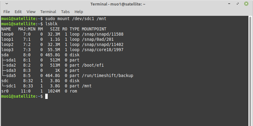 使用 mount 命令在 Linux 命令行中挂载硬盘