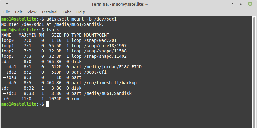 使用 Udisks 命令在 Linux 终端中挂载硬盘