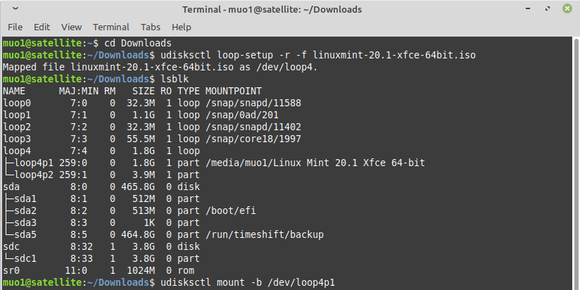 使用 Udisks 命令在 Linux 中挂载磁盘映像