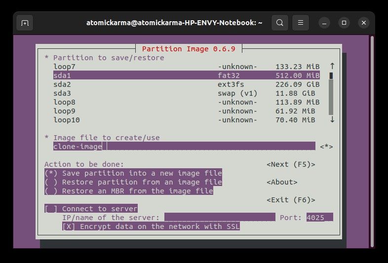 使用 partimage 克隆 Linux