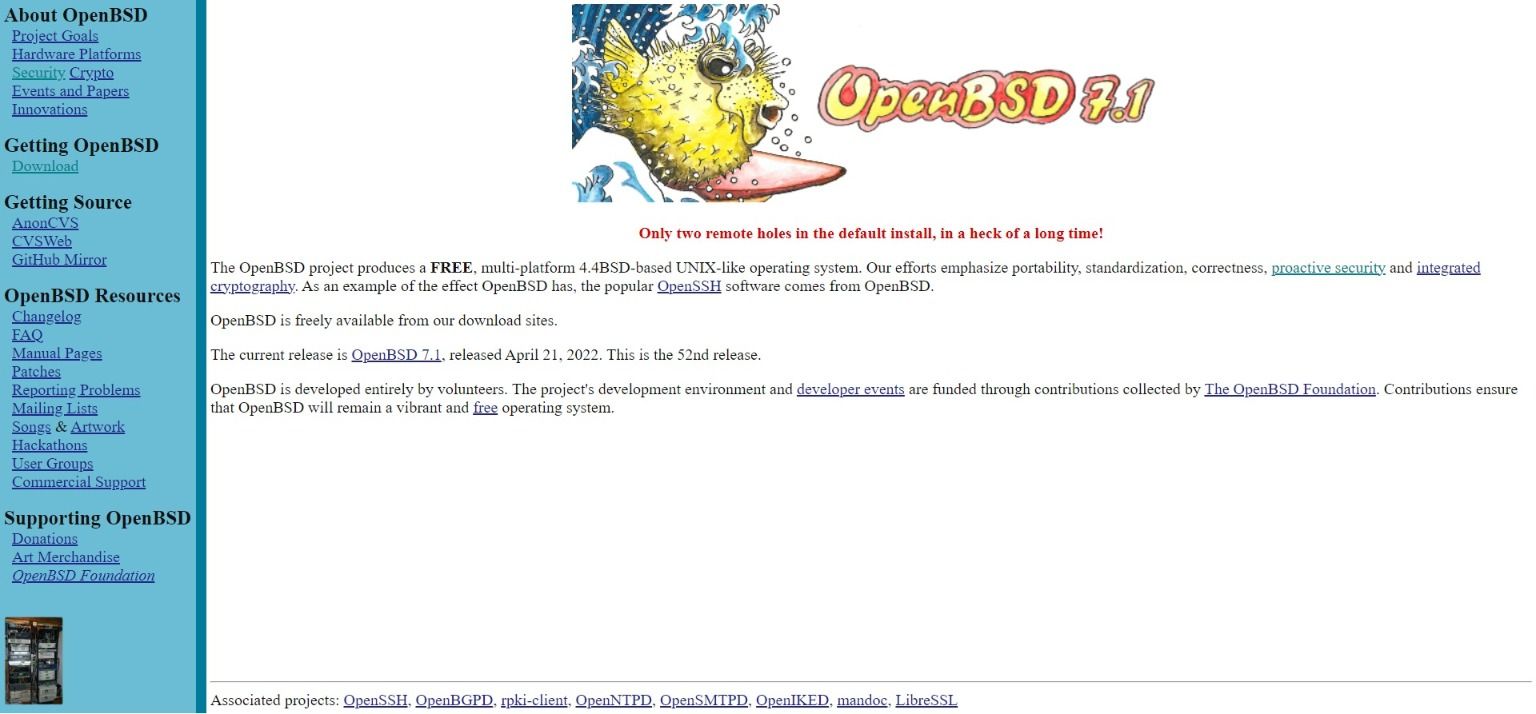 OpenBSD 站点的主页