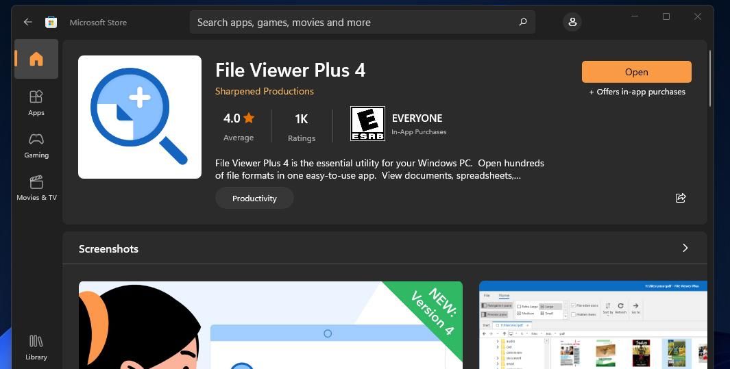 File Viewer Plus 4 的打开按钮