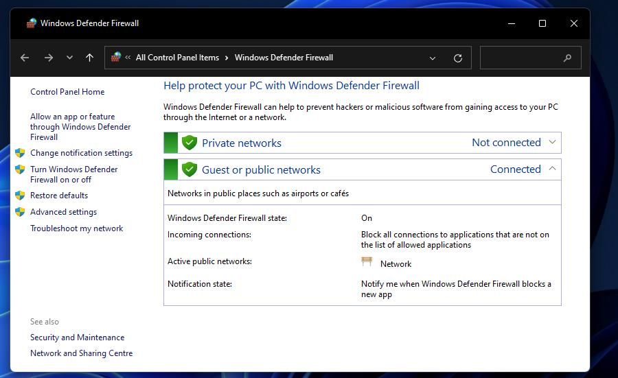 Windows Defender 防火墙小程序