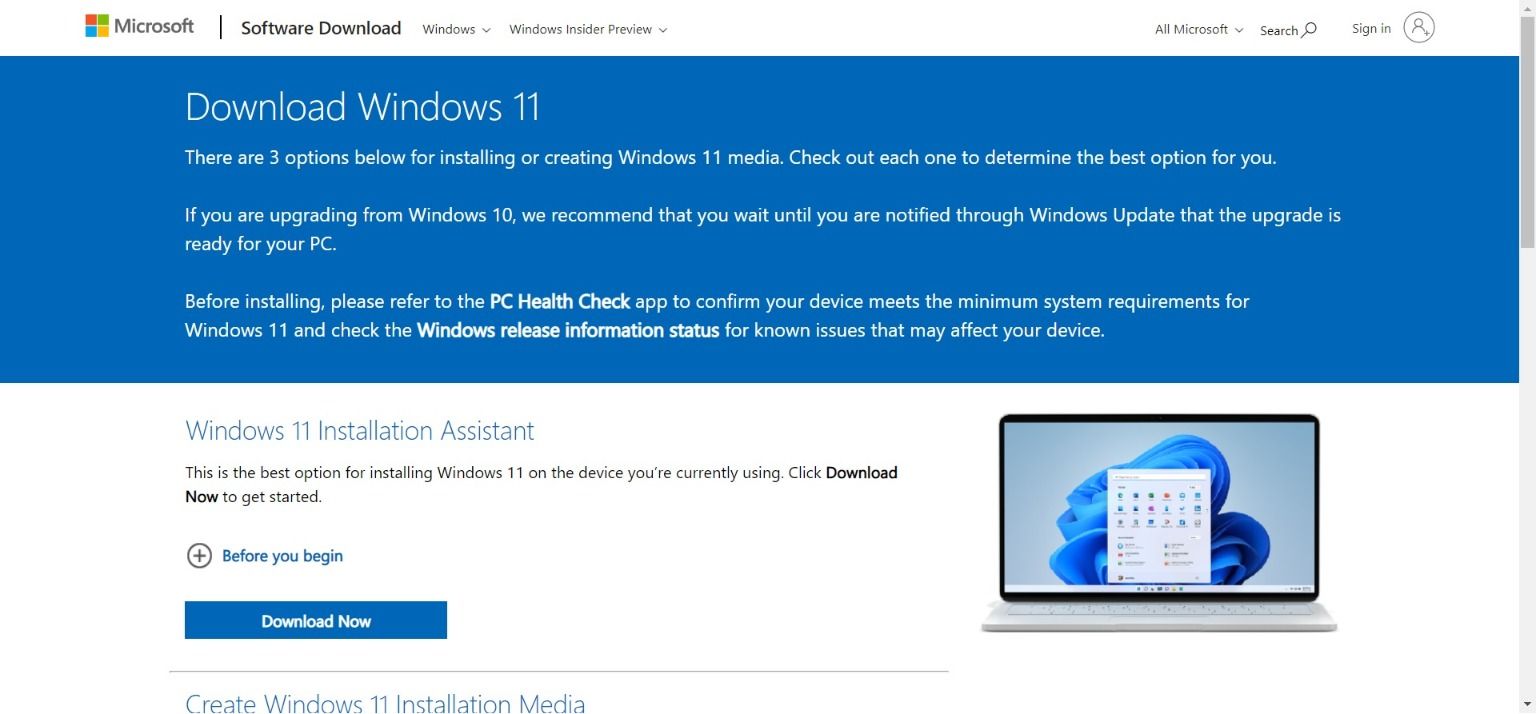 Windows 11 下载页面