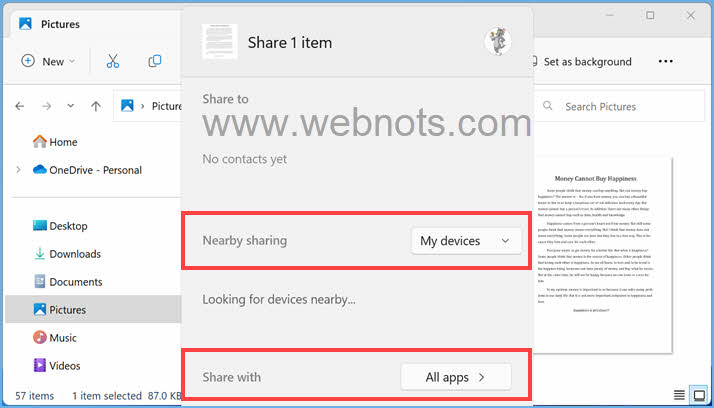 在 Windows 11 中将转换后的图像共享到附近的设备