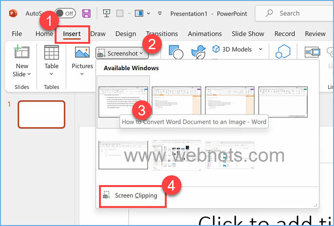 在 PowerPoint 中插入 Word 文档图像