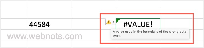 由于日期格式错误导致的 VALUE 错误