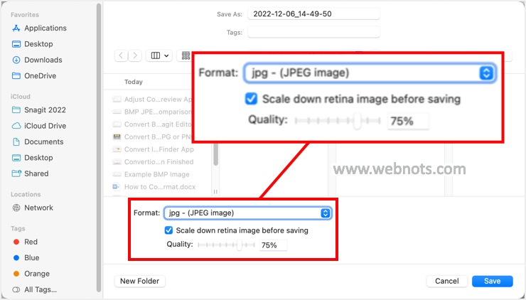 使用 Snagit 更改 JPG 格式的图像质量