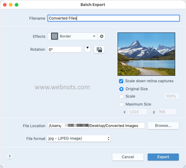Snagit Mac 中的批量导出向导